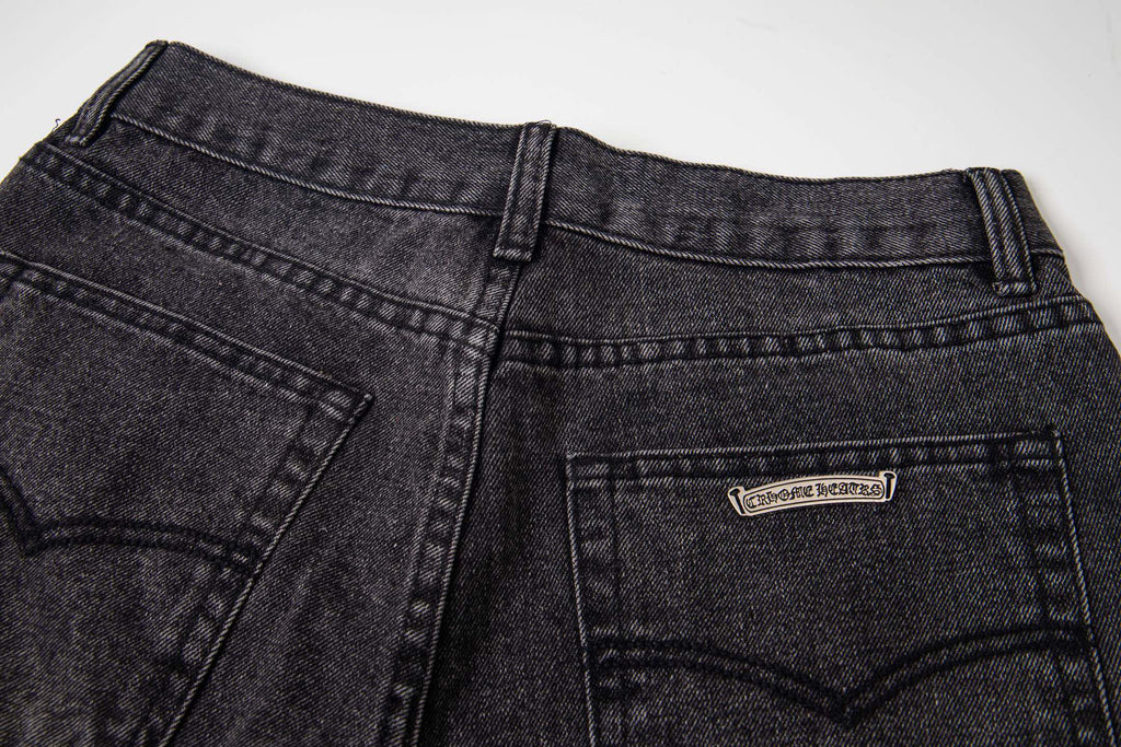 Chrome-Hearts Multi Cross Patch Denim Jeans - Grey Gothic Street Pants 1111