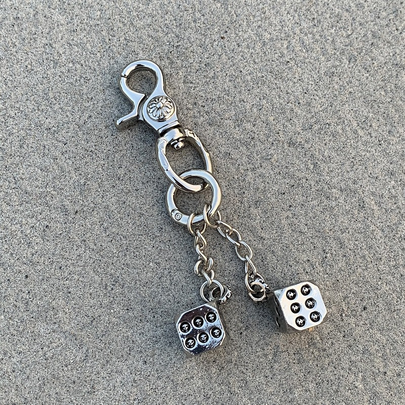 Chrome Hearts heavy-duty keychain dice pendant