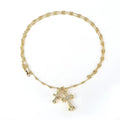 Chrome Hearts double cross diamond Bamboo Necklace